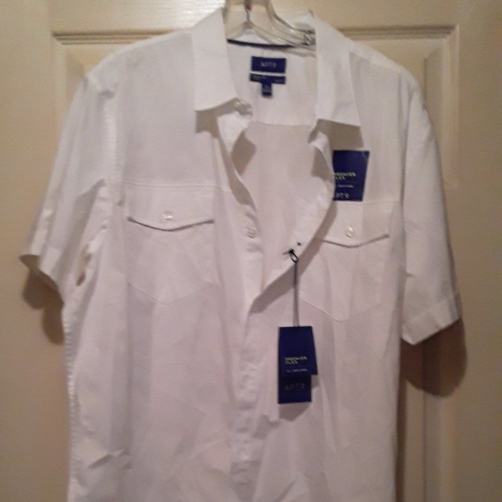 Apt.9 Mens White button down collared dress shirt size XL NWT cotton blend